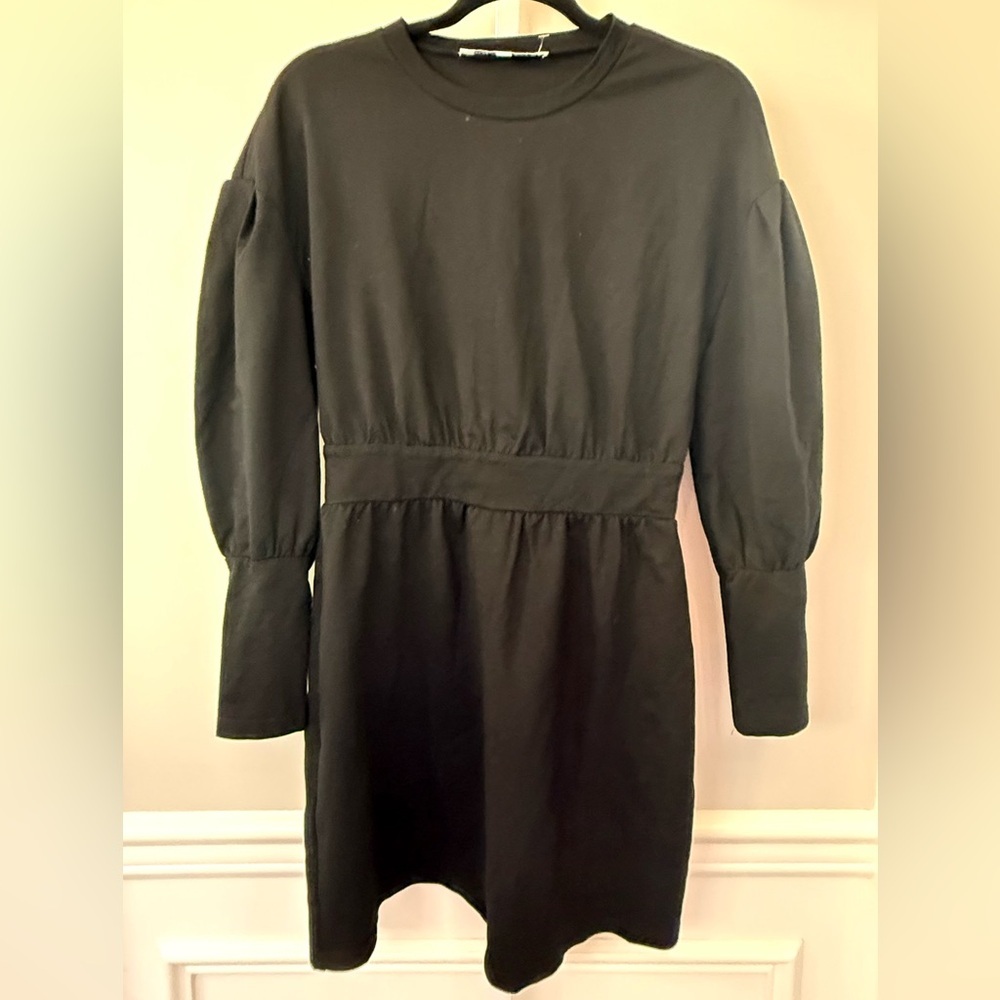 Walter Baker Black Crewneck Dress Puff Sleeve Mini Size S